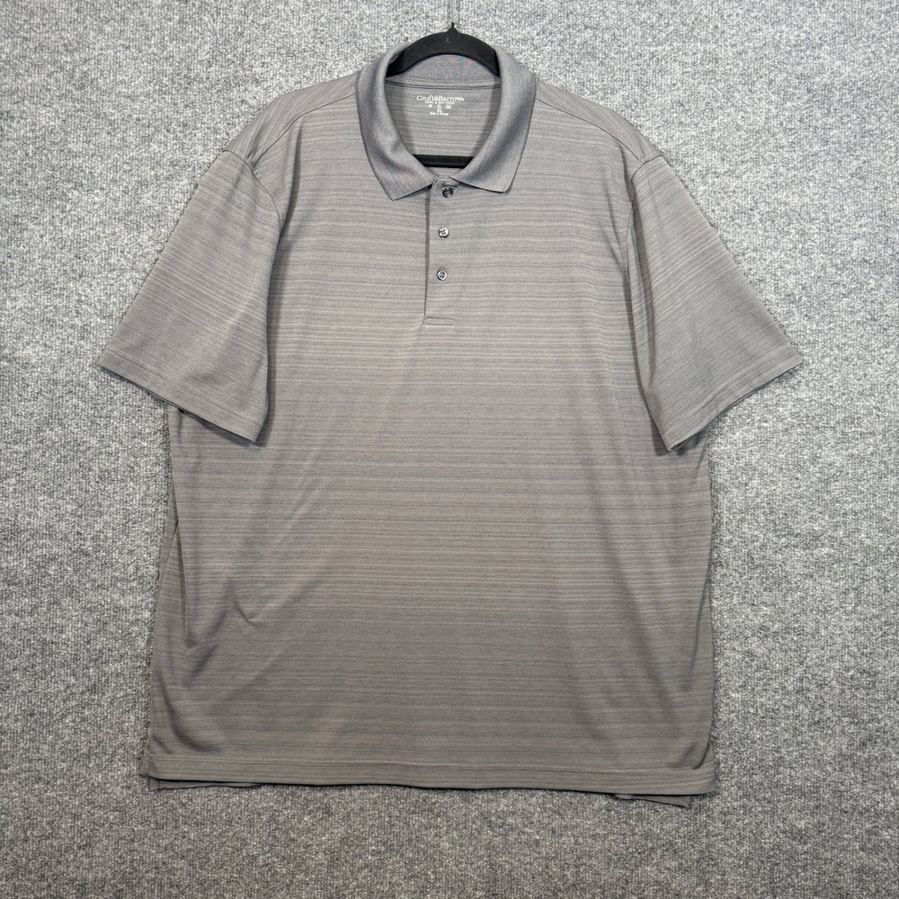 Croft & Barrow Shirt Mens XL Gray Cool & Dry Polo Shirt Striped Short Sleeve